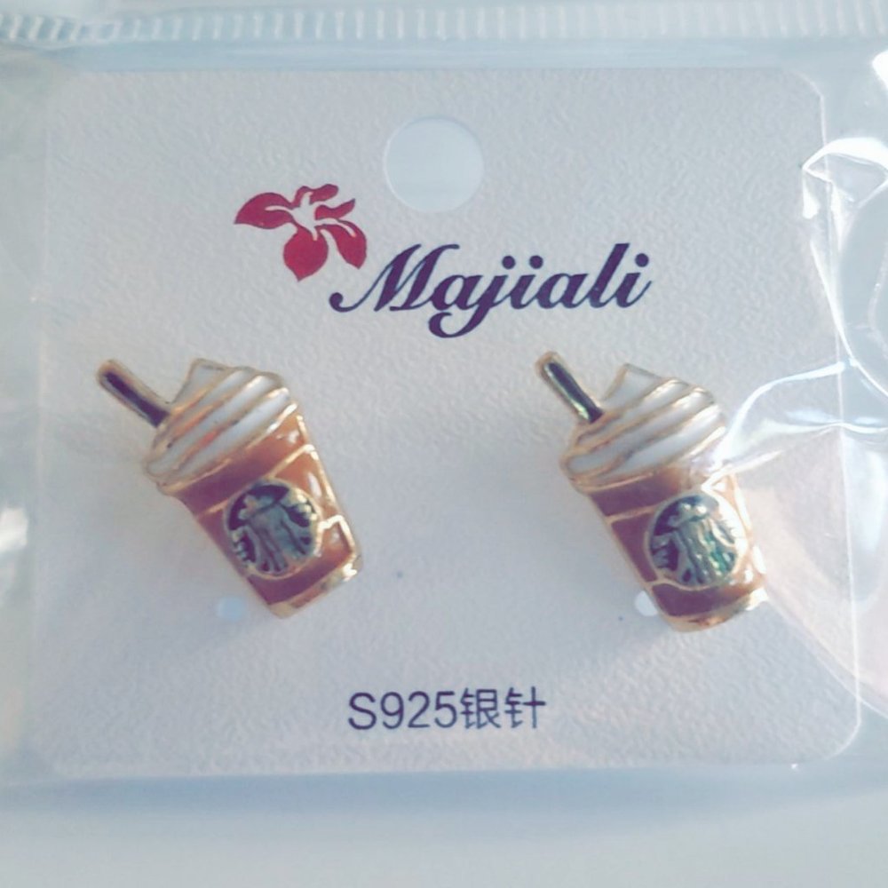 Adorable Frappuccino Coffee Stud Earrings - Picture 3 of 3